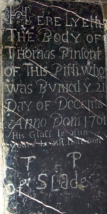 Memorial stone for Thomas Pinsent
