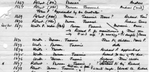 Handwritten abstracts listing names and dates.