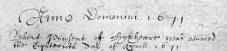 Handwritten record of Robert's burial.