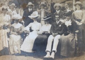 A family poses for a photograph.