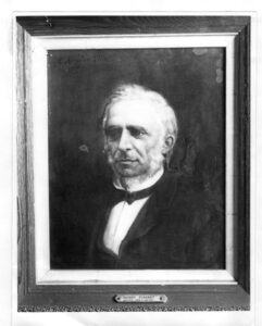 Painted portrait of an old man.