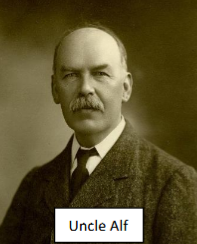 Old man with thin hair and a mustache.