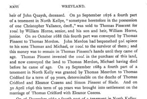Typed document describing the sale to Thomas Pinsent (spelled "Pinscent").