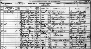 Handwritten records marking Charles as the head of his household.