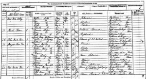 Henry Pinsent's handwritten census entry