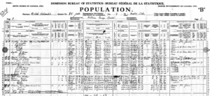 Handwritten record noting Henry James, his wife, and daughter in the census.
