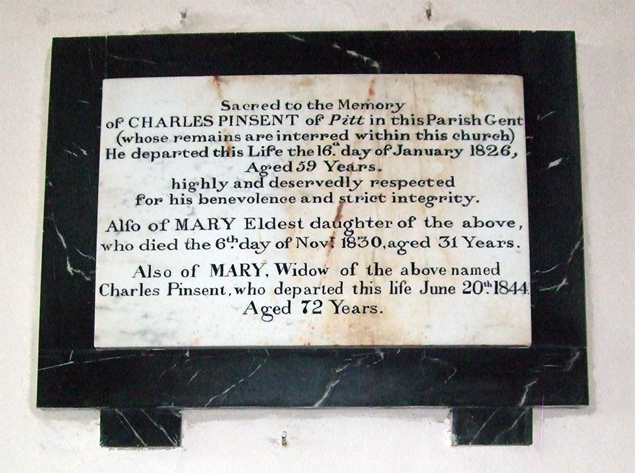 A memorial plaque for Charles Pinsent