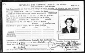 Mabel's Brazil Immigration Card. It is written in Portuguese.