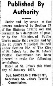 Excerpt of a news article titled "Published by authority." It announces that new regulations are being made, but does not describe them.