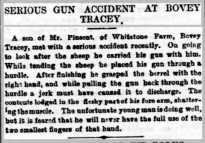 Newspaper article describing his injury. It notes the bullet lodged in his forearm and shattered the muscle. He is doing well but it is feared he will never have full use of the two smallest fingers of his hand.