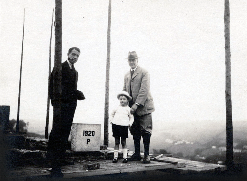 Frank and little Robin pose at the laying of the first stone at Higherfield