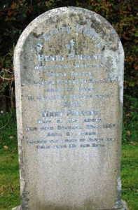 Henry Pinsent's heavily weathered, lichen-encrusted headstone.