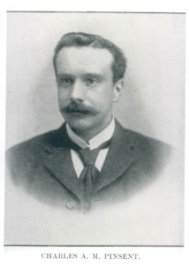C.A.M. Pinsent is a young man with a mousache and a high forehead in Victorian clothes.