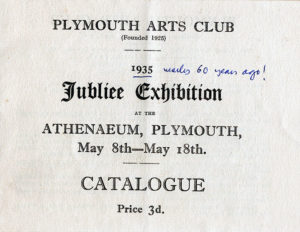 A flyer for the Plymoth Arts Club advertising their 1935 Jubilee Expedition. Someone has written "almost 60 years ago!" in blue ink.
