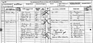 John Pinsent and family  appear in a handwritten census.