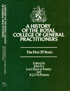 Scan of a forest-green, old-looking book cover reading A History of the Royal College of General Practitioners