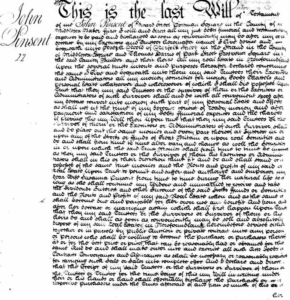 Handwritten last will and testament for John Pinsent.