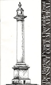 Pamphlet cover showing an illustration of the column and the words "Burton Pynsent Charitable Trust Appeal"