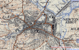 Colour map of Newton Abbot and its environs.