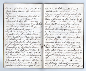 Two pages of a handwritten diary. I'm sorry, I can't read it either.