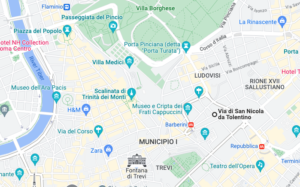 Excerpt from Google Maps showing modern Via di San Nicola da Tolentino