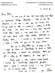 Handwritten letter offering well-wishes and describing a plan to visit.