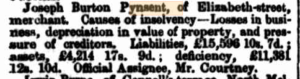 News clipping announcing Pynsent's insolvency.