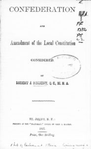 A rough scan of an old document called "Amendment of the Local Constitution considered by Robert J Pinsent". It is marked up with handwritten notes and lines. A faded stamp indicates it was added to a library.