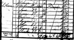 Handwritten census records showing .