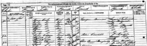 Handwritten census record showing Charles Pinsent as head of his household.