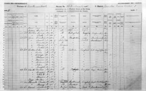 Handwritten census record showing Charles and Mary Pinsent.