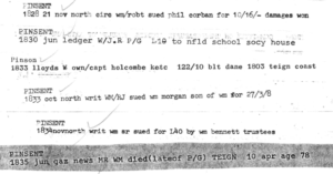 Typed notes written in short hand. Describes William's death in 1835.