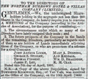 Newspaper article announcing that a meeting of the Board of Directors would be held to discuss the multiple resignations.