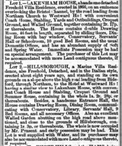 Notice in the newspaper describing the two properties.
