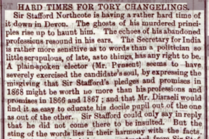 Newspaper reporting favourably on Pynsent's scolding of the politician.