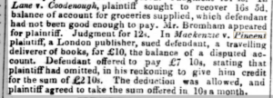 Newspaper excerpt describing the lawsuit filed against William Pinsent by his employer.