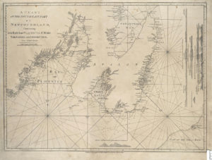 A yellowed map of the south-east portion of Newfoundland, showing Conception Bay. The land itself is labeled Avalon.