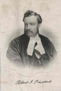 Black and white photograph of a somber-looking white man in a judge's robes. He has short hair and a mustache.