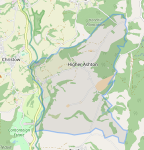 Map showing the parish boundary of Ashton.