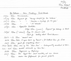 Series of handwritten notes drawing from the Chudleigh parish records. It notes payments made, appointments, and other life events.